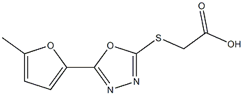 2-{[5-(5-methylfuran-2-yl)-1,3,4-oxadiazol-2-yl]sulfanyl}acetic acid Struktur