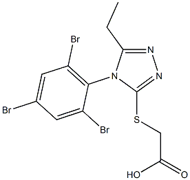 2-{[5-ethyl-4-(2,4,6-tribromophenyl)-4H-1,2,4-triazol-3-yl]sulfanyl}acetic acid Struktur