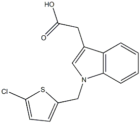 2-{1-[(5-chlorothiophen-2-yl)methyl]-1H-indol-3-yl}acetic acid Struktur