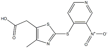 2-{4-methyl-2-[(3-nitropyridin-4-yl)sulfanyl]-1,3-thiazol-5-yl}acetic acid Struktur