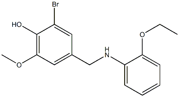 2-bromo-4-{[(2-ethoxyphenyl)amino]methyl}-6-methoxyphenol Struktur