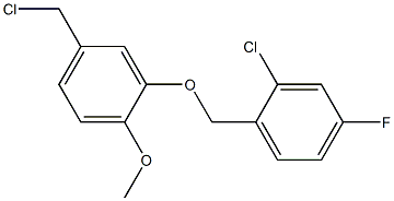 2-chloro-1-[5-(chloromethyl)-2-methoxyphenoxymethyl]-4-fluorobenzene Struktur