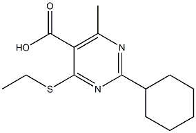 2-cyclohexyl-4-(ethylthio)-6-methylpyrimidine-5-carboxylic acid Struktur