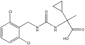 2-cyclopropyl-2-({[(2,6-dichlorophenyl)methyl]carbamoyl}amino)propanoic acid Struktur