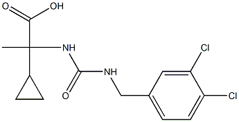 2-cyclopropyl-2-({[(3,4-dichlorophenyl)methyl]carbamoyl}amino)propanoic acid Struktur