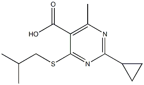 2-cyclopropyl-4-(isobutylthio)-6-methylpyrimidine-5-carboxylic acid Struktur