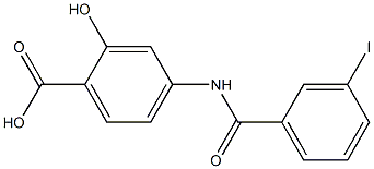 2-hydroxy-4-[(3-iodobenzene)amido]benzoic acid Struktur