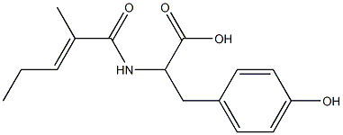 3-(4-hydroxyphenyl)-2-{[(2E)-2-methylpent-2-enoyl]amino}propanoic acid Struktur