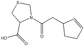 3-(cyclopent-2-en-1-ylacetyl)-1,3-thiazolidine-4-carboxylic acid Struktur