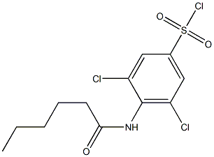 3,5-dichloro-4-hexanamidobenzene-1-sulfonyl chloride Struktur