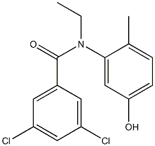 3,5-dichloro-N-ethyl-N-(5-hydroxy-2-methylphenyl)benzamide Struktur