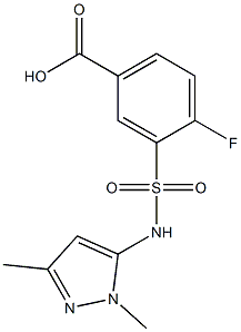 3-[(1,3-dimethyl-1H-pyrazol-5-yl)sulfamoyl]-4-fluorobenzoic acid Struktur