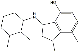 3-[(2,3-dimethylcyclohexyl)amino]-1,7-dimethyl-2,3-dihydro-1H-inden-4-ol Struktur