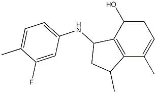 3-[(3-fluoro-4-methylphenyl)amino]-1,7-dimethyl-2,3-dihydro-1H-inden-4-ol Struktur