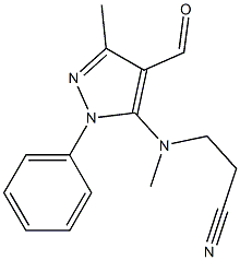 3-[(4-formyl-3-methyl-1-phenyl-1H-pyrazol-5-yl)(methyl)amino]propanenitrile Struktur