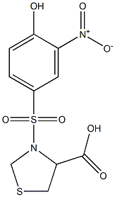 3-[(4-hydroxy-3-nitrobenzene)sulfonyl]-1,3-thiazolidine-4-carboxylic acid Struktur