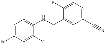 3-{[(4-bromo-2-fluorophenyl)amino]methyl}-4-fluorobenzonitrile Struktur