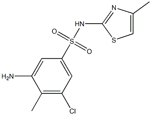 3-amino-5-chloro-4-methyl-N-(4-methyl-1,3-thiazol-2-yl)benzene-1-sulfonamide Struktur