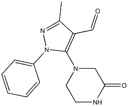 3-methyl-5-(3-oxopiperazin-1-yl)-1-phenyl-1H-pyrazole-4-carbaldehyde Struktur