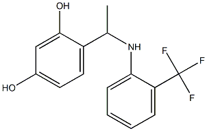 4-(1-{[2-(trifluoromethyl)phenyl]amino}ethyl)benzene-1,3-diol Struktur