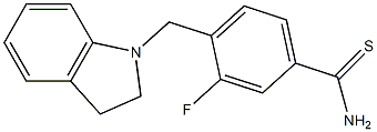 4-(2,3-dihydro-1H-indol-1-ylmethyl)-3-fluorobenzene-1-carbothioamide Struktur