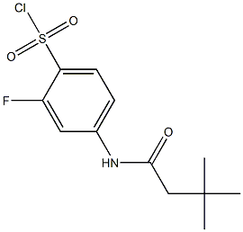 4-(3,3-dimethylbutanamido)-2-fluorobenzene-1-sulfonyl chloride Struktur