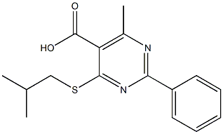 4-(isobutylthio)-6-methyl-2-phenylpyrimidine-5-carboxylic acid Struktur