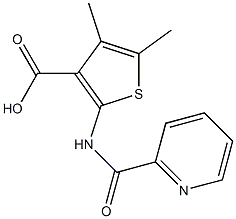 4,5-dimethyl-2-[(pyridin-2-ylcarbonyl)amino]thiophene-3-carboxylic acid Struktur