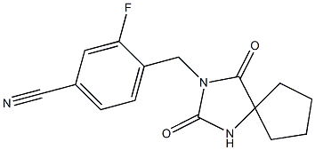 4-[(2,4-dioxo-1,3-diazaspiro[4.4]non-3-yl)methyl]-3-fluorobenzonitrile Struktur