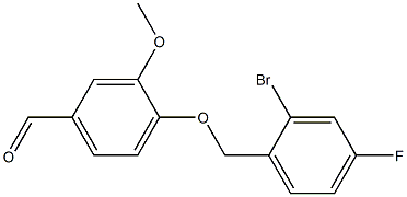 4-[(2-bromo-4-fluorobenzyl)oxy]-3-methoxybenzaldehyde Struktur