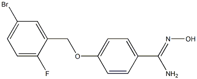 4-[(5-bromo-2-fluorobenzyl)oxy]-N'-hydroxybenzenecarboximidamide Struktur