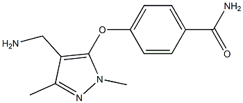 4-{[4-(aminomethyl)-1,3-dimethyl-1H-pyrazol-5-yl]oxy}benzamide Struktur