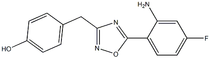 4-{[5-(2-amino-4-fluorophenyl)-1,2,4-oxadiazol-3-yl]methyl}phenol Struktur