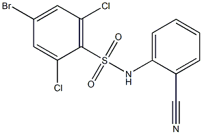 4-bromo-2,6-dichloro-N-(2-cyanophenyl)benzene-1-sulfonamide Struktur