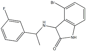 4-bromo-3-{[1-(3-fluorophenyl)ethyl]amino}-2,3-dihydro-1H-indol-2-one Struktur