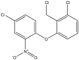 4-chloro-1-[3-chloro-2-(chloromethyl)phenoxy]-2-nitrobenzene Struktur