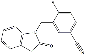 4-fluoro-3-[(2-oxo-2,3-dihydro-1H-indol-1-yl)methyl]benzonitrile Struktur