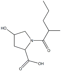 4-hydroxy-1-(2-methylpentanoyl)pyrrolidine-2-carboxylic acid Struktur