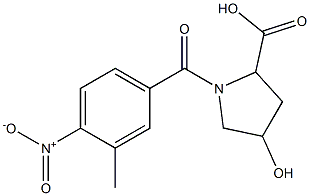 4-hydroxy-1-[(3-methyl-4-nitrophenyl)carbonyl]pyrrolidine-2-carboxylic acid Struktur