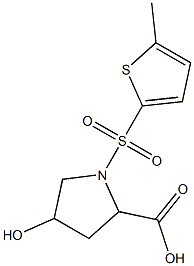 4-hydroxy-1-[(5-methylthiophene-2-)sulfonyl]pyrrolidine-2-carboxylic acid Struktur