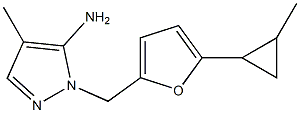 4-methyl-1-{[5-(2-methylcyclopropyl)furan-2-yl]methyl}-1H-pyrazol-5-amine Struktur