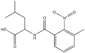 4-methyl-2-[(3-methyl-2-nitrophenyl)formamido]pentanoic acid Struktur