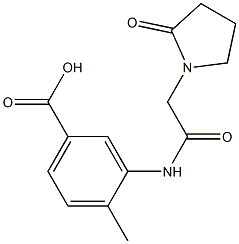 4-methyl-3-[2-(2-oxopyrrolidin-1-yl)acetamido]benzoic acid Struktur