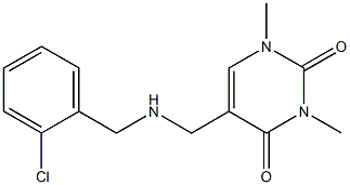 5-({[(2-chlorophenyl)methyl]amino}methyl)-1,3-dimethyl-1,2,3,4-tetrahydropyrimidine-2,4-dione Struktur