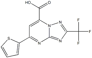 5-(thiophen-2-yl)-2-(trifluoromethyl)-[1,2,4]triazolo[1,5-a]pyrimidine-7-carboxylic acid Struktur