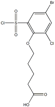 5-[4-bromo-2-chloro-6-(chlorosulfonyl)phenoxy]pentanoic acid Struktur