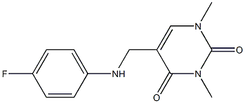 5-{[(4-fluorophenyl)amino]methyl}-1,3-dimethyl-1,2,3,4-tetrahydropyrimidine-2,4-dione Struktur