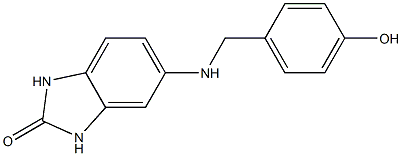 5-{[(4-hydroxyphenyl)methyl]amino}-2,3-dihydro-1H-1,3-benzodiazol-2-one Struktur