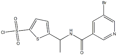 5-{1-[(5-bromopyridin-3-yl)formamido]ethyl}thiophene-2-sulfonyl chloride Struktur