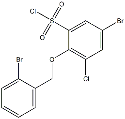 5-bromo-2-[(2-bromophenyl)methoxy]-3-chlorobenzene-1-sulfonyl chloride Struktur